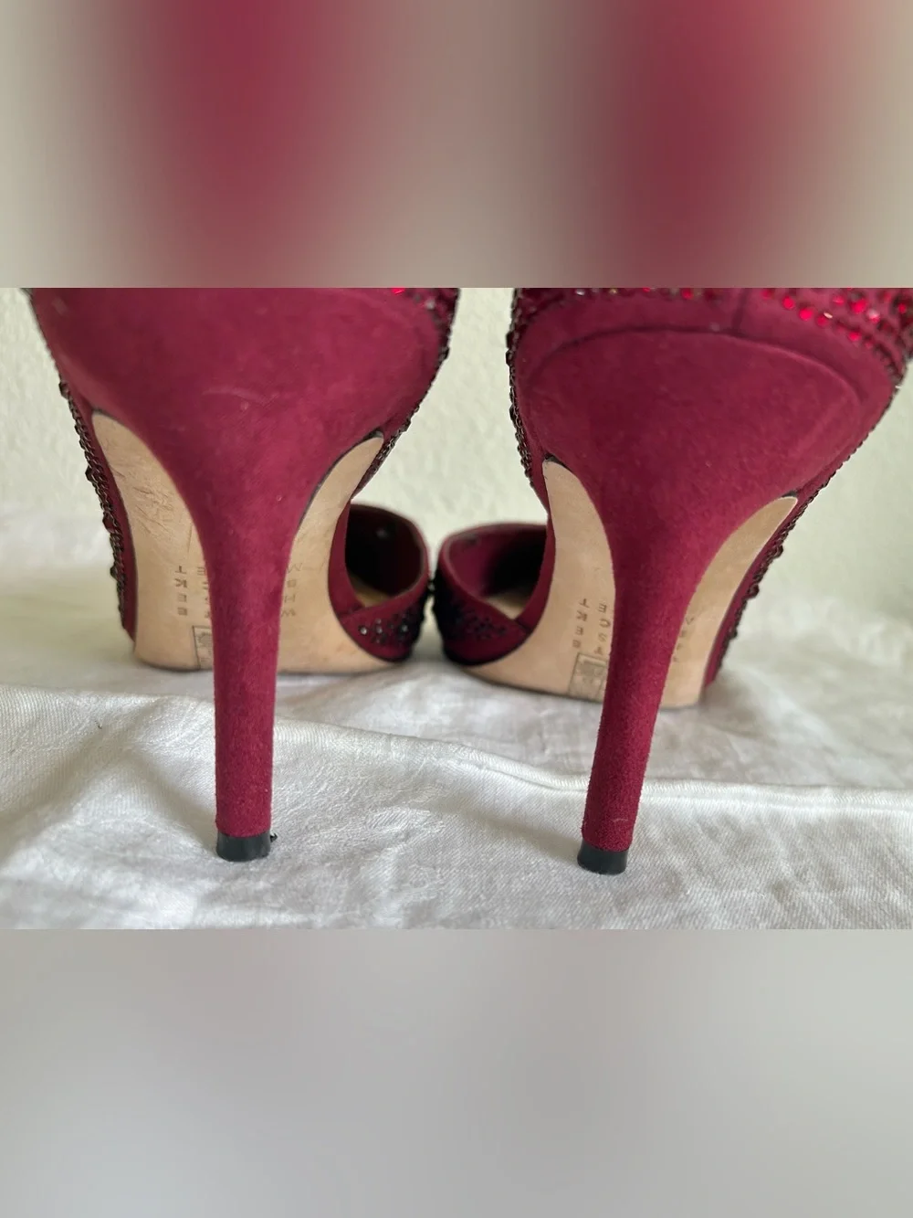 White House Black Market Ella Grenadine Red Rhinestone d'Orsay WHBM Pumps Size 9